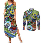 Personalised Raiders NAIDOC Week 2024 Couples Matching Summer Maxi Dress and Long Sleeve Button Shirt Australia Aboriginal Dot Painting