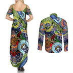 Personalised Raiders NAIDOC Week 2024 Couples Matching Summer Maxi Dress and Long Sleeve Button Shirt Australia Aboriginal Dot Painting