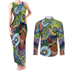 Personalised Raiders NAIDOC Week 2024 Couples Matching Tank Maxi Dress and Long Sleeve Button Shirt Australia Aboriginal Dot Painting
