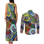 Personalised Raiders NAIDOC Week 2024 Couples Matching Tank Maxi Dress and Long Sleeve Button Shirt Australia Aboriginal Dot Painting