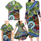 Personalised Raiders NAIDOC Week 2024 Family Matching Long Sleeve Bodycon Dress and Hawaiian Shirt Australia Aboriginal Dot Painting