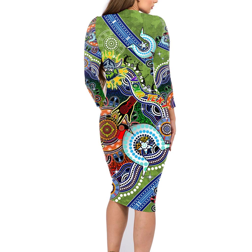 Personalised Raiders NAIDOC Week 2024 Family Matching Long Sleeve Bodycon Dress and Hawaiian Shirt Australia Aboriginal Dot Painting