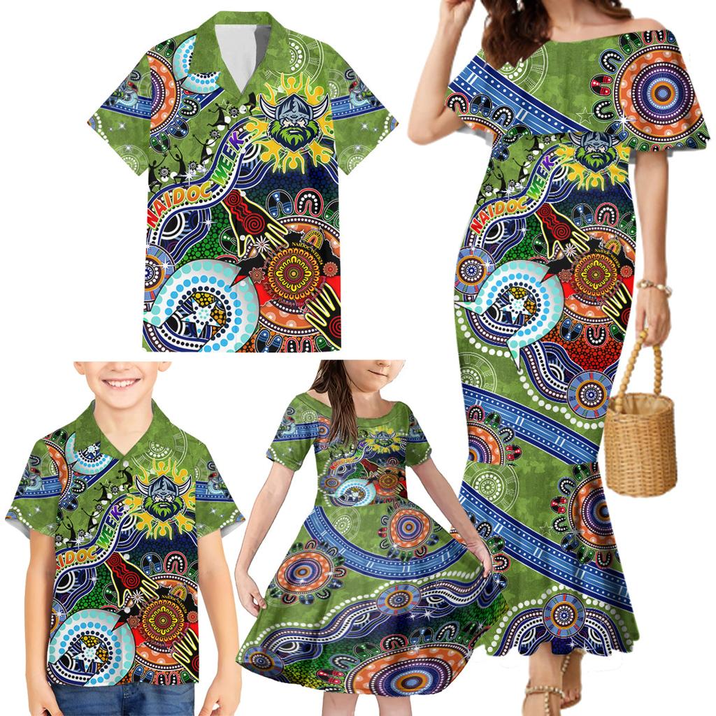 Personalised Raiders NAIDOC Week 2024 Family Matching Mermaid Dress and Hawaiian Shirt Australia Aboriginal Dot Painting