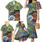 Personalised Raiders NAIDOC Week 2024 Family Matching Mermaid Dress and Hawaiian Shirt Australia Aboriginal Dot Painting