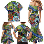 Personalised Raiders NAIDOC Week 2024 Family Matching Mermaid Dress and Hawaiian Shirt Australia Aboriginal Dot Painting