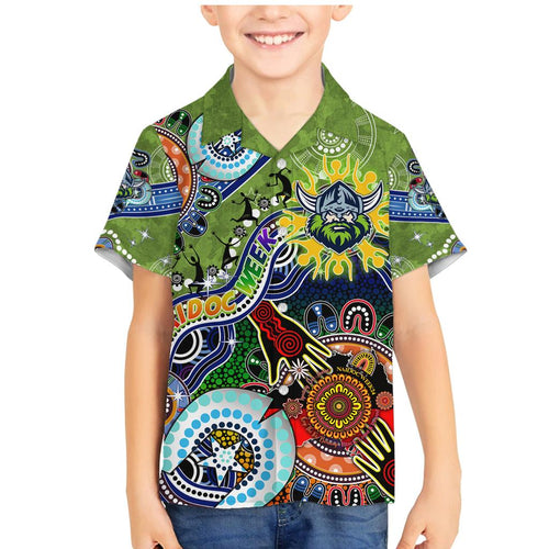 Personalised Raiders NAIDOC Week 2024 Family Matching Mermaid Dress and Hawaiian Shirt Australia Aboriginal Dot Painting