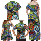 Personalised Raiders NAIDOC Week 2024 Family Matching Off Shoulder Maxi Dress and Hawaiian Shirt Australia Aboriginal Dot Painting