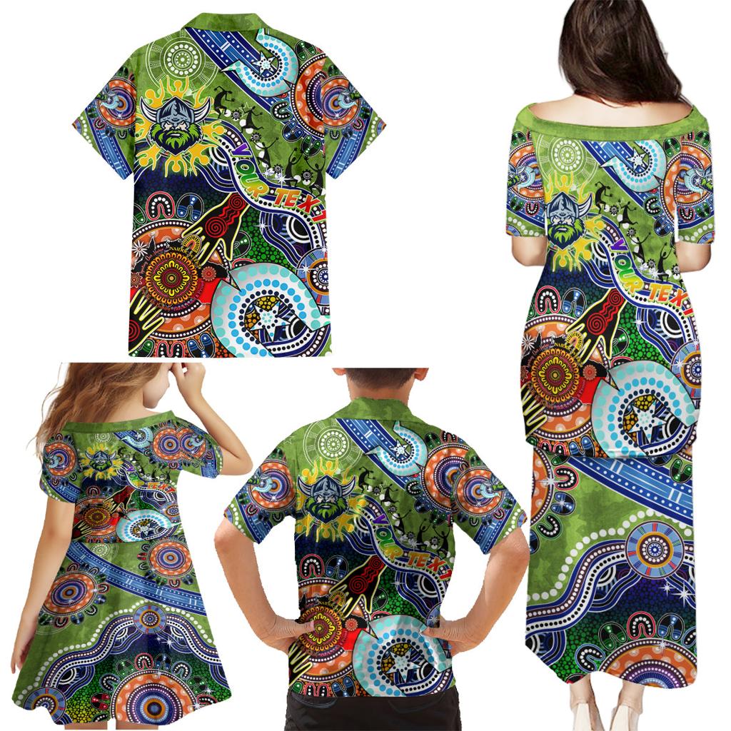 Personalised Raiders NAIDOC Week 2024 Family Matching Puletasi and Hawaiian Shirt Australia Aboriginal Dot Painting