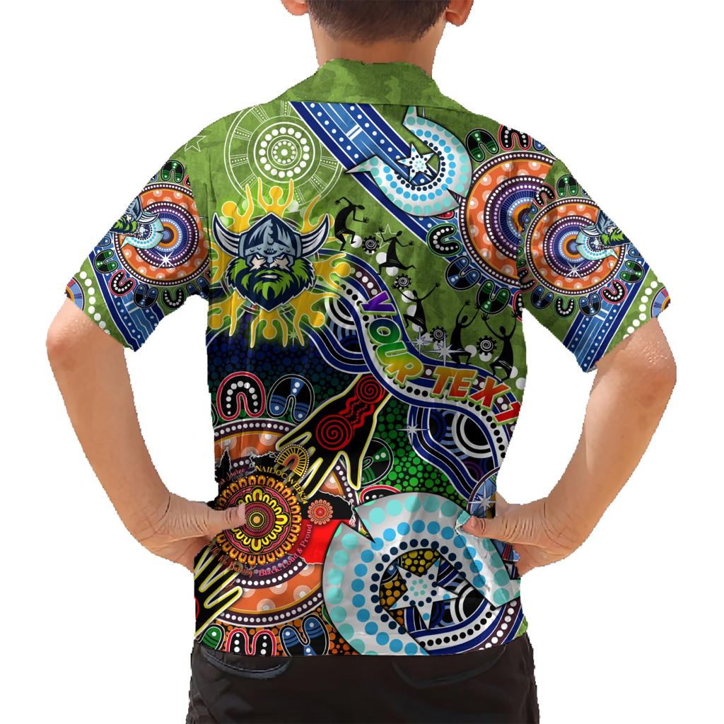 Personalised Raiders NAIDOC Week 2024 Family Matching Short Sleeve Bodycon Dress and Hawaiian Shirt Australia Aboriginal Dot Painting