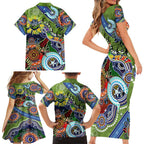 Personalised Raiders NAIDOC Week 2024 Family Matching Short Sleeve Bodycon Dress and Hawaiian Shirt Australia Aboriginal Dot Painting