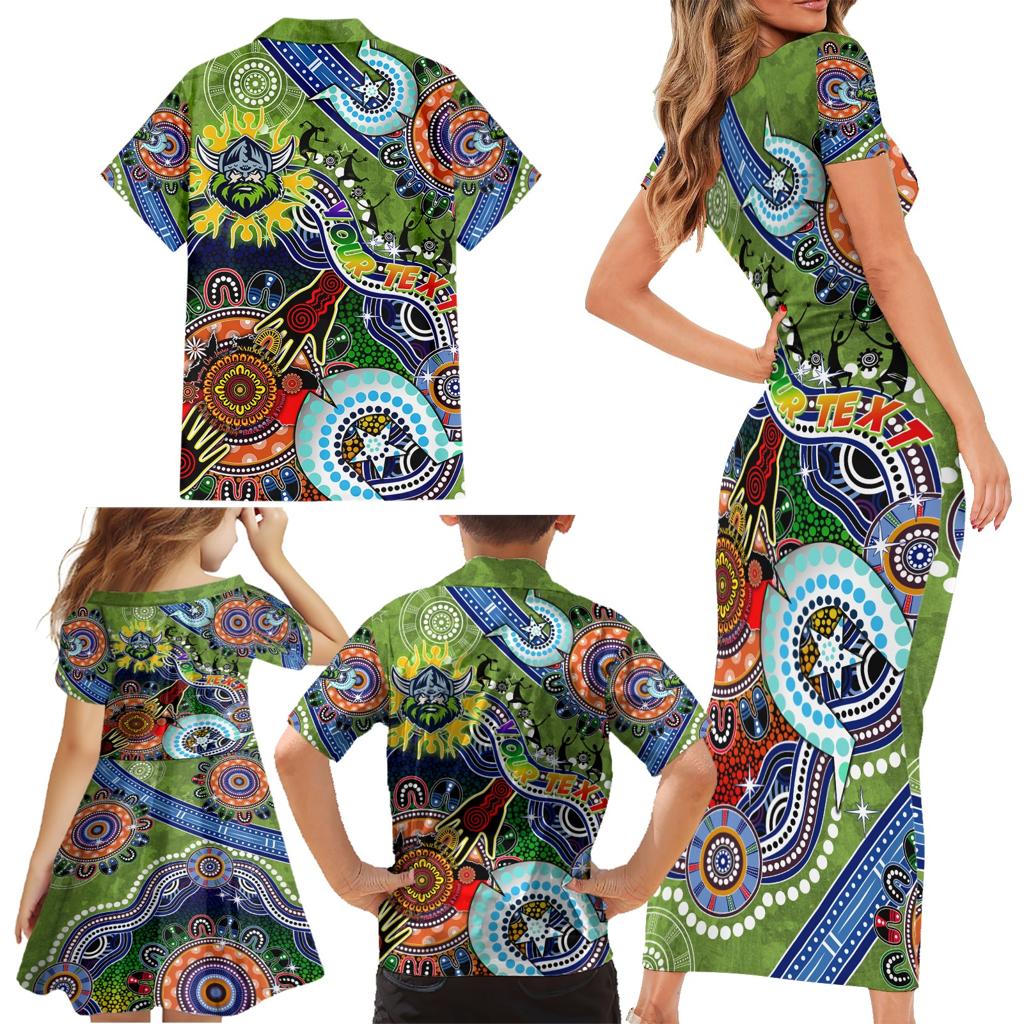 Personalised Raiders NAIDOC Week 2024 Family Matching Short Sleeve Bodycon Dress and Hawaiian Shirt Australia Aboriginal Dot Painting