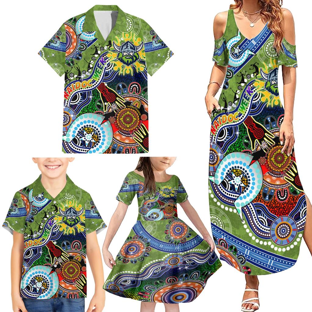 Personalised Raiders NAIDOC Week 2024 Family Matching Summer Maxi Dress and Hawaiian Shirt Australia Aboriginal Dot Painting