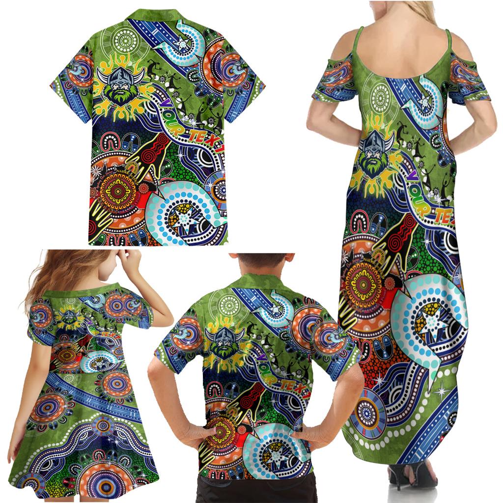Personalised Raiders NAIDOC Week 2024 Family Matching Summer Maxi Dress and Hawaiian Shirt Australia Aboriginal Dot Painting