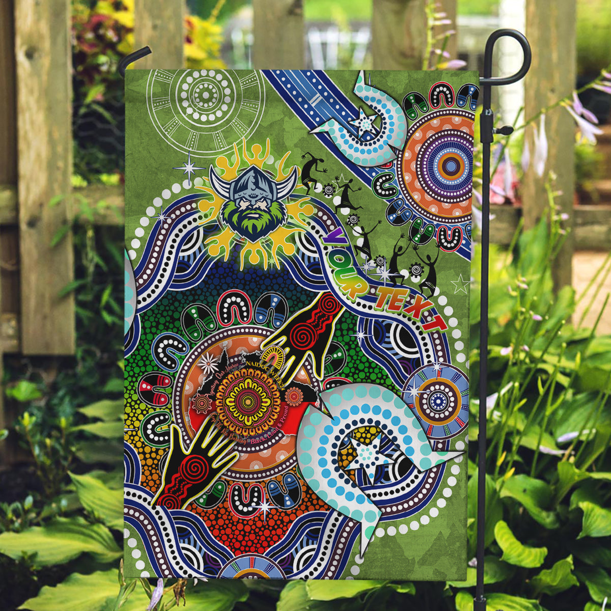 Personalised Raiders NAIDOC Week 2024 Garden Flag Australia Aboriginal Dot Painting
