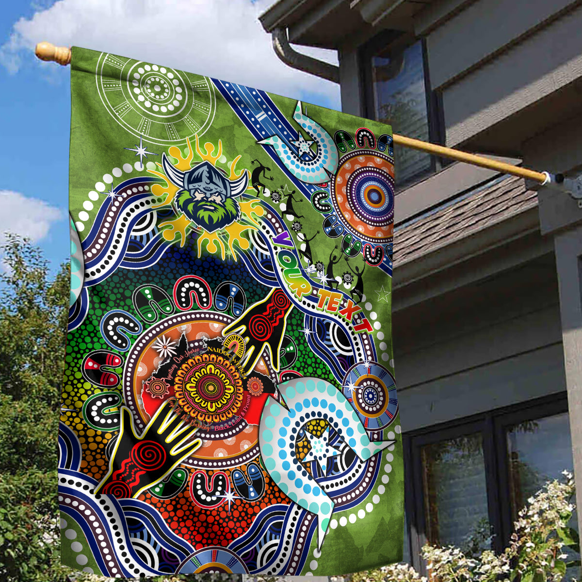 Personalised Raiders NAIDOC Week 2024 Garden Flag Australia Aboriginal Dot Painting