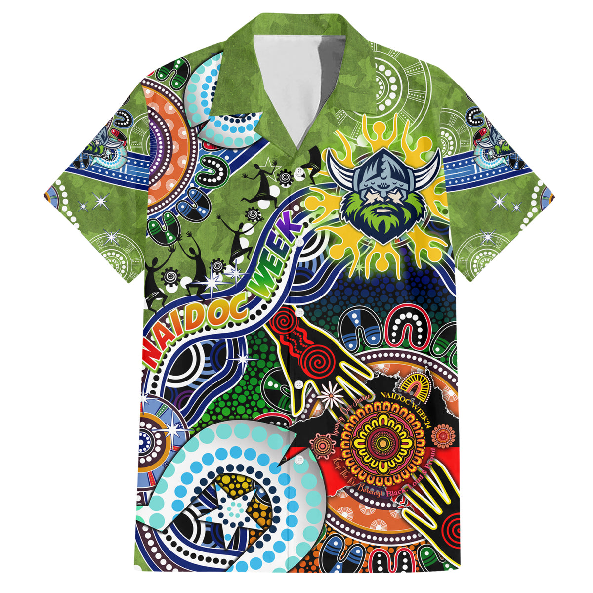 Personalised Raiders NAIDOC Week 2024 Hawaiian Shirt Australia Aboriginal Dot Painting