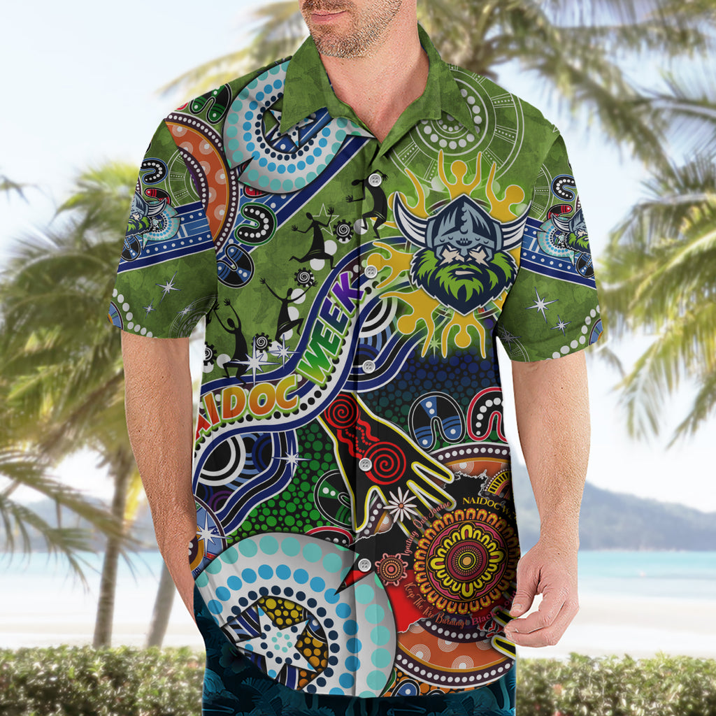 Personalised Raiders NAIDOC Week 2024 Hawaiian Shirt Australia Aboriginal Dot Painting
