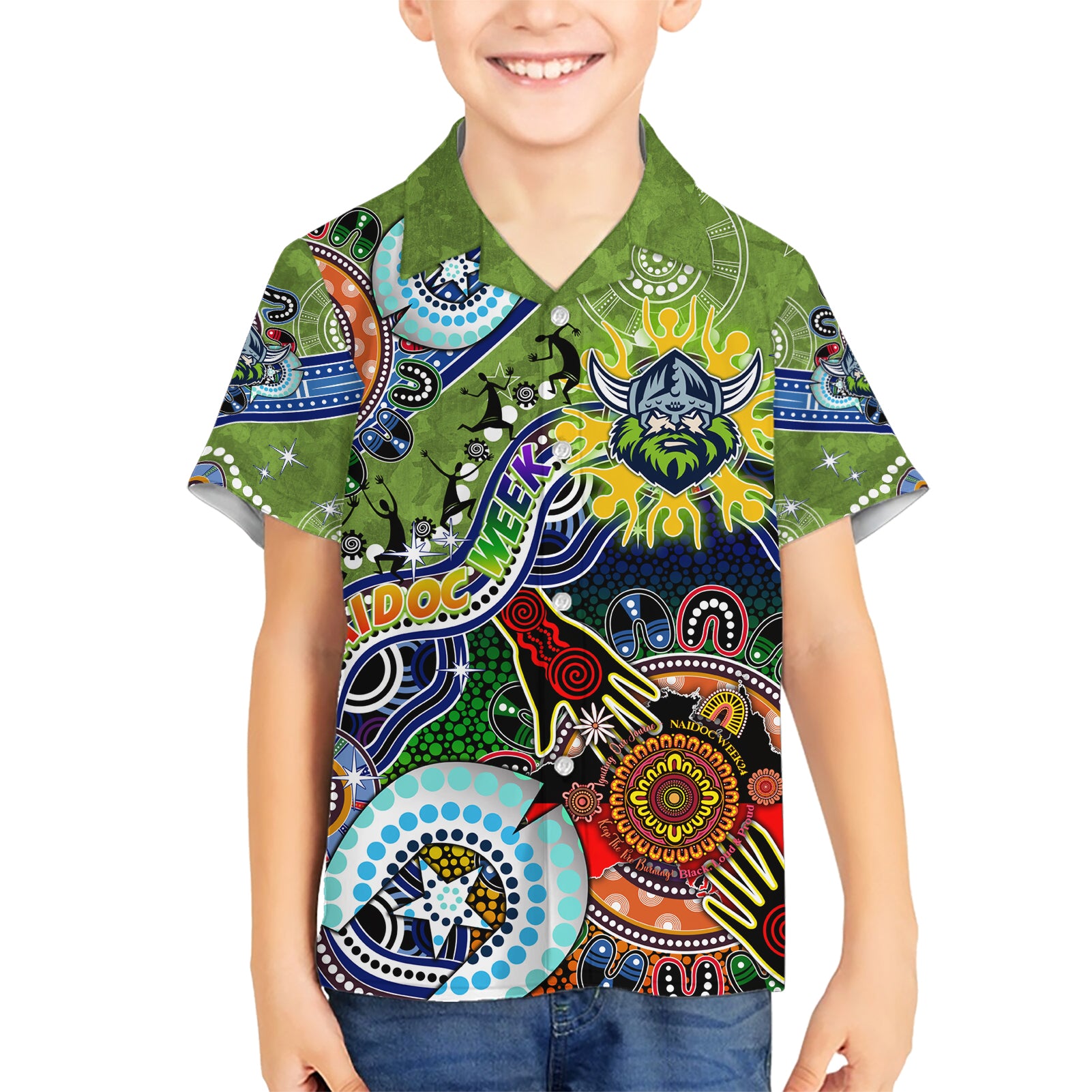 Personalised Raiders NAIDOC Week 2024 Hawaiian Shirt Australia Aboriginal Dot Painting