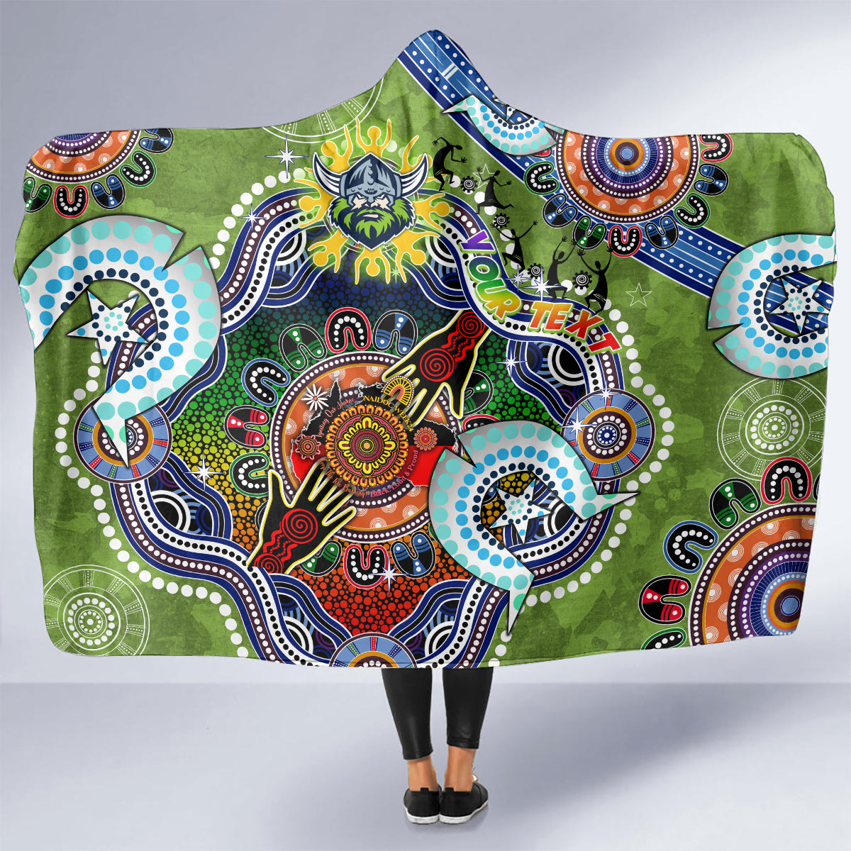 Personalised Raiders NAIDOC Week 2024 Hooded Blanket Australia Aboriginal Dot Painting