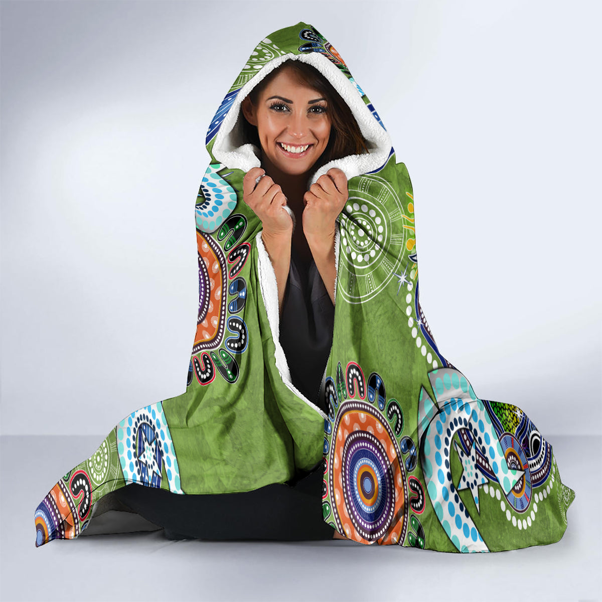 Personalised Raiders NAIDOC Week 2024 Hooded Blanket Australia Aboriginal Dot Painting