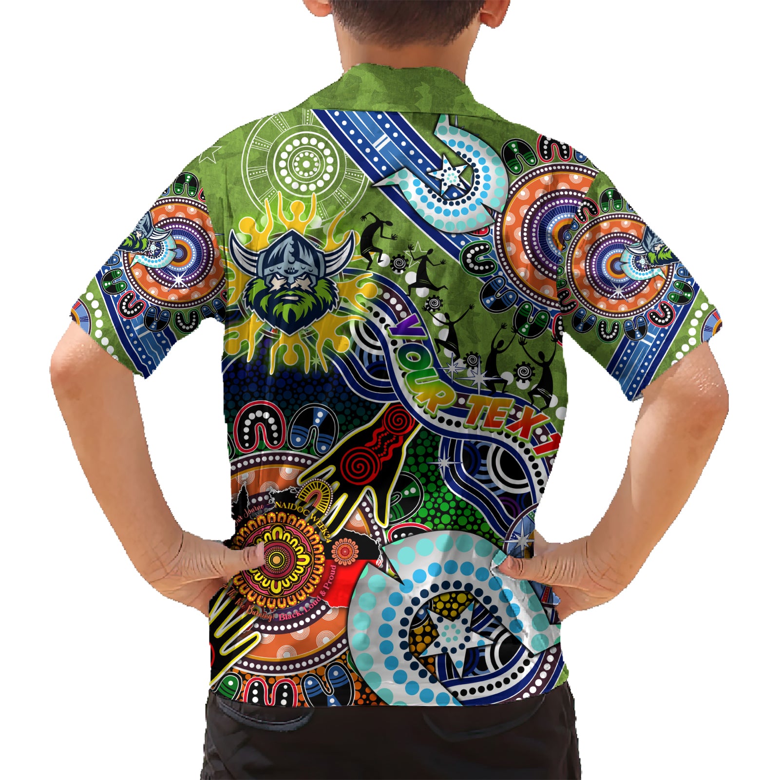 Personalised Raiders NAIDOC Week 2024 Kid Hawaiian Shirt Australia Aboriginal Dot Painting