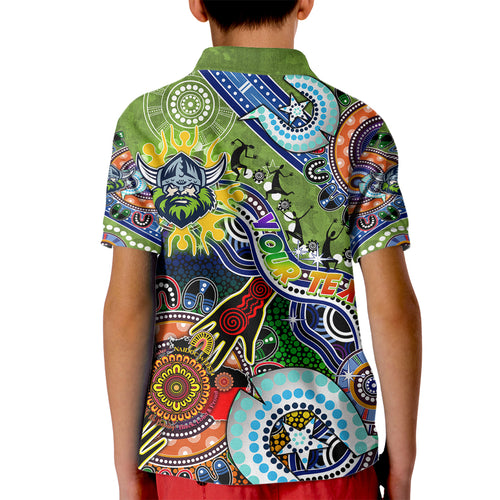 Personalised Raiders NAIDOC Week 2024 Kid Polo Shirt Australia Aboriginal Dot Painting