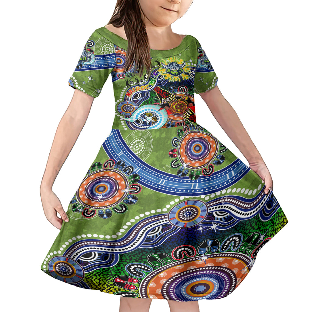 Personalised Raiders NAIDOC Week 2024 Kid Short Sleeve Dress Australia Aboriginal Dot Painting