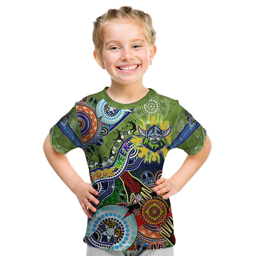 Personalised Raiders NAIDOC Week 2024 Kid T Shirt Australia Aboriginal Dot Painting