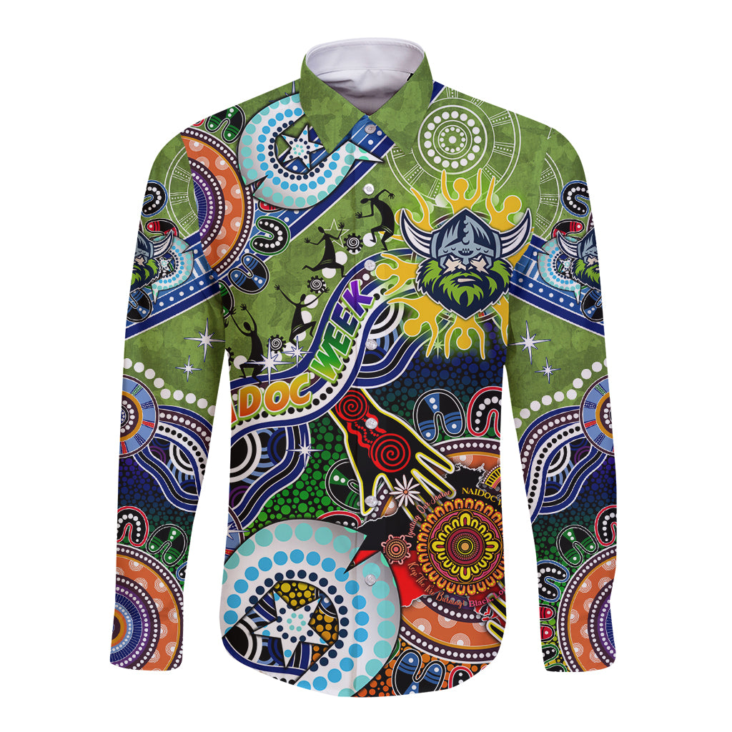 Personalised Raiders NAIDOC Week 2024 Long Sleeve Button Shirt Australia Aboriginal Dot Painting