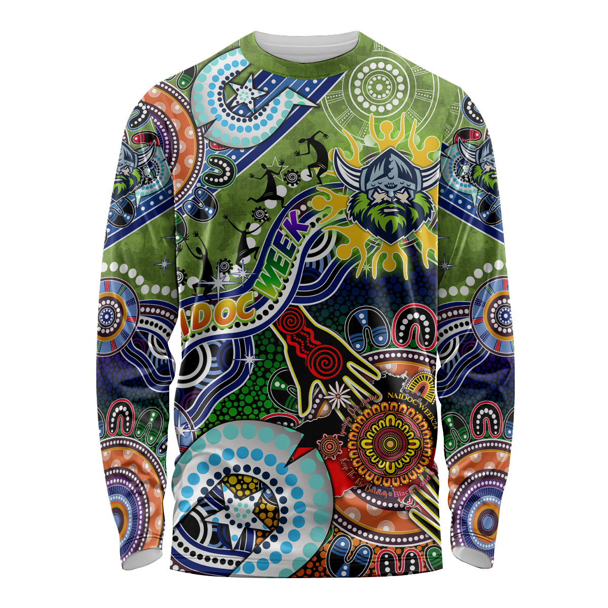 Personalised Raiders NAIDOC Week 2024 Long Sleeve Shirt Australia Aboriginal Dot Painting