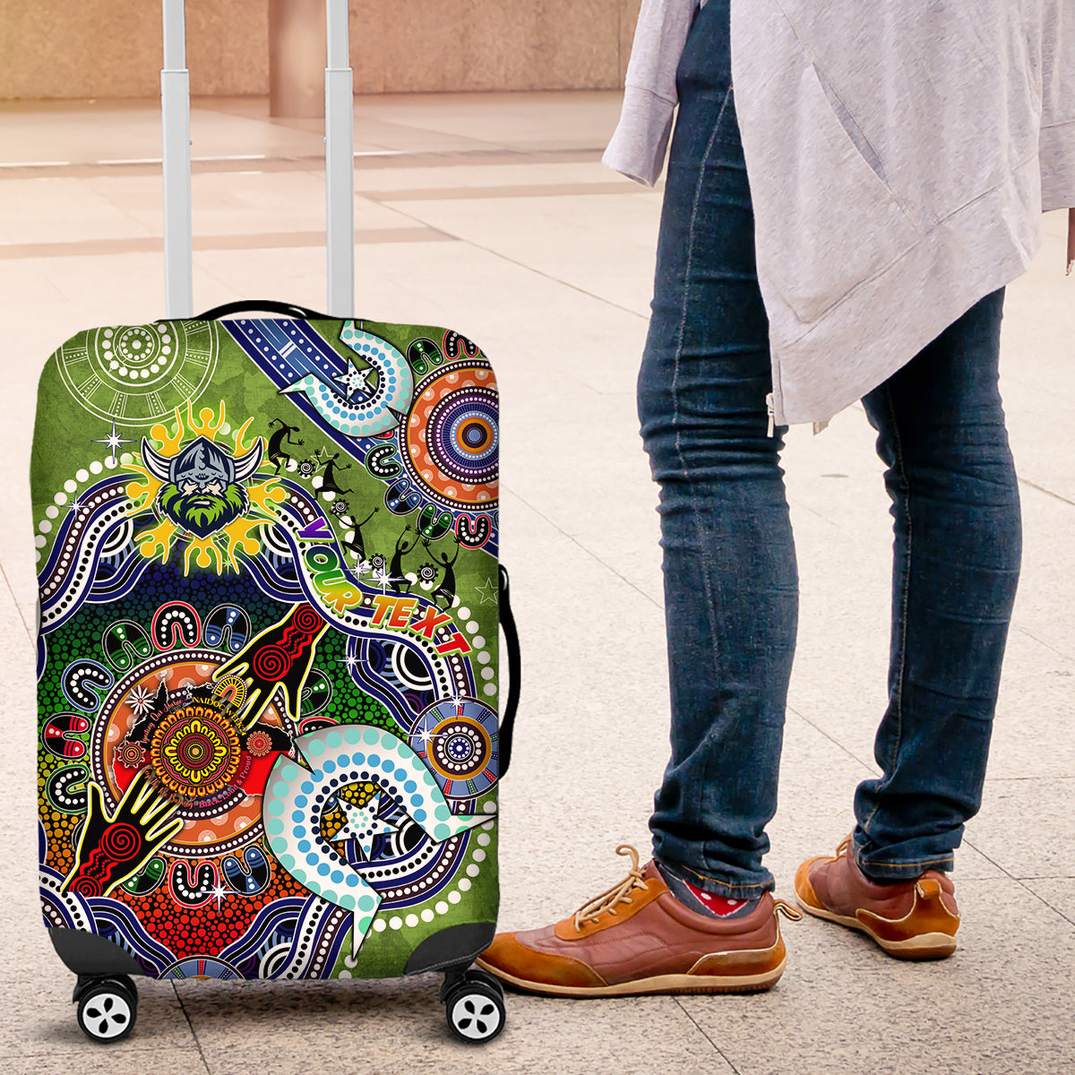 Personalised Raiders NAIDOC Week 2024 Luggage Cover Australia Aboriginal Dot Painting