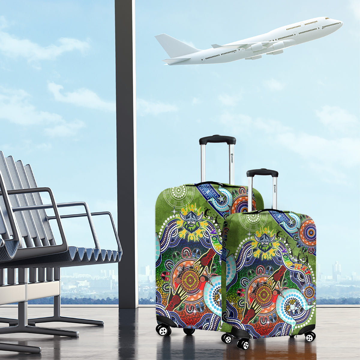 Personalised Raiders NAIDOC Week 2024 Luggage Cover Australia Aboriginal Dot Painting