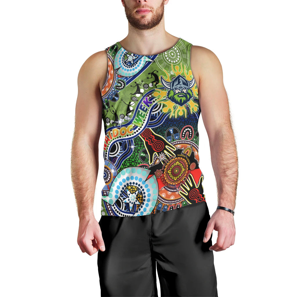Personalised Raiders NAIDOC Week 2024 Men Tank Top Australia Aboriginal Dot Painting