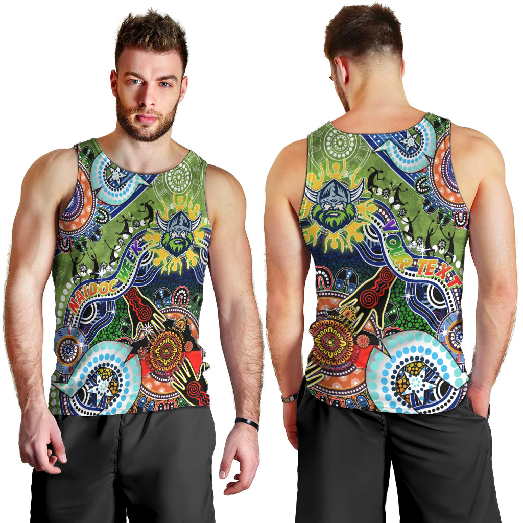 Personalised Raiders NAIDOC Week 2024 Men Tank Top Australia Aboriginal Dot Painting