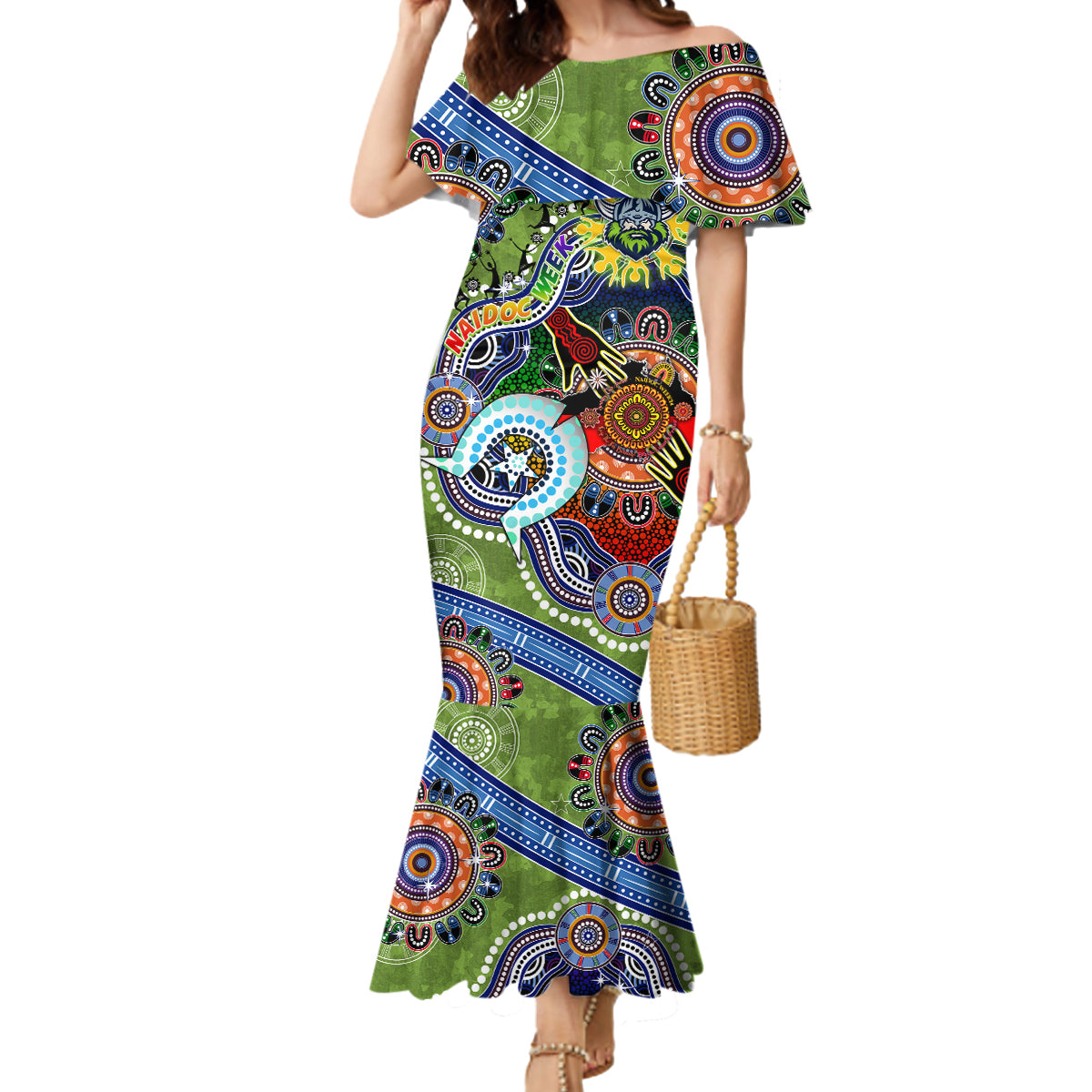 Personalised Raiders NAIDOC Week 2024 Mermaid Dress Australia Aboriginal Dot Painting