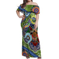 Personalised Raiders NAIDOC Week 2024 Off Shoulder Maxi Dress Australia Aboriginal Dot Painting