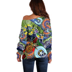 Personalised Raiders NAIDOC Week 2024 Off Shoulder Sweater Australia Aboriginal Dot Painting