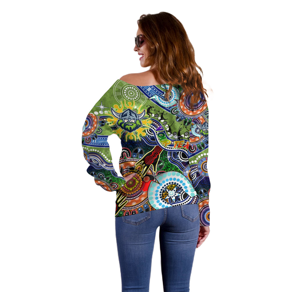 Personalised Raiders NAIDOC Week 2024 Off Shoulder Sweater Australia Aboriginal Dot Painting