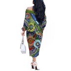 Personalised Raiders NAIDOC Week 2024 Off The Shoulder Long Sleeve Dress Australia Aboriginal Dot Painting