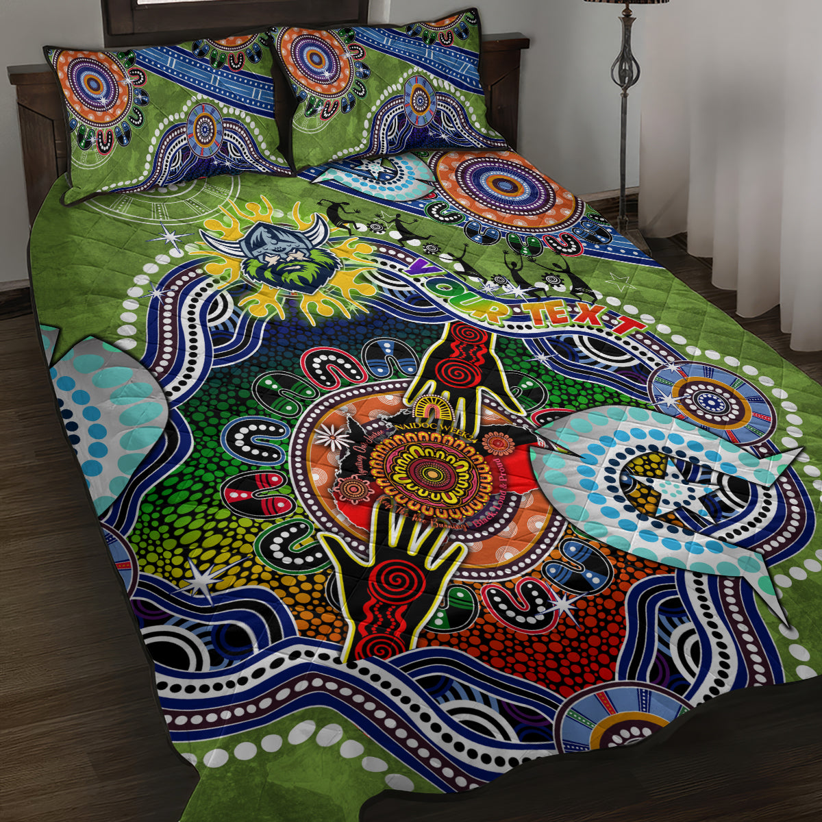Personalised Raiders NAIDOC Week 2024 Quilt Bed Set Australia Aboriginal Dot Painting