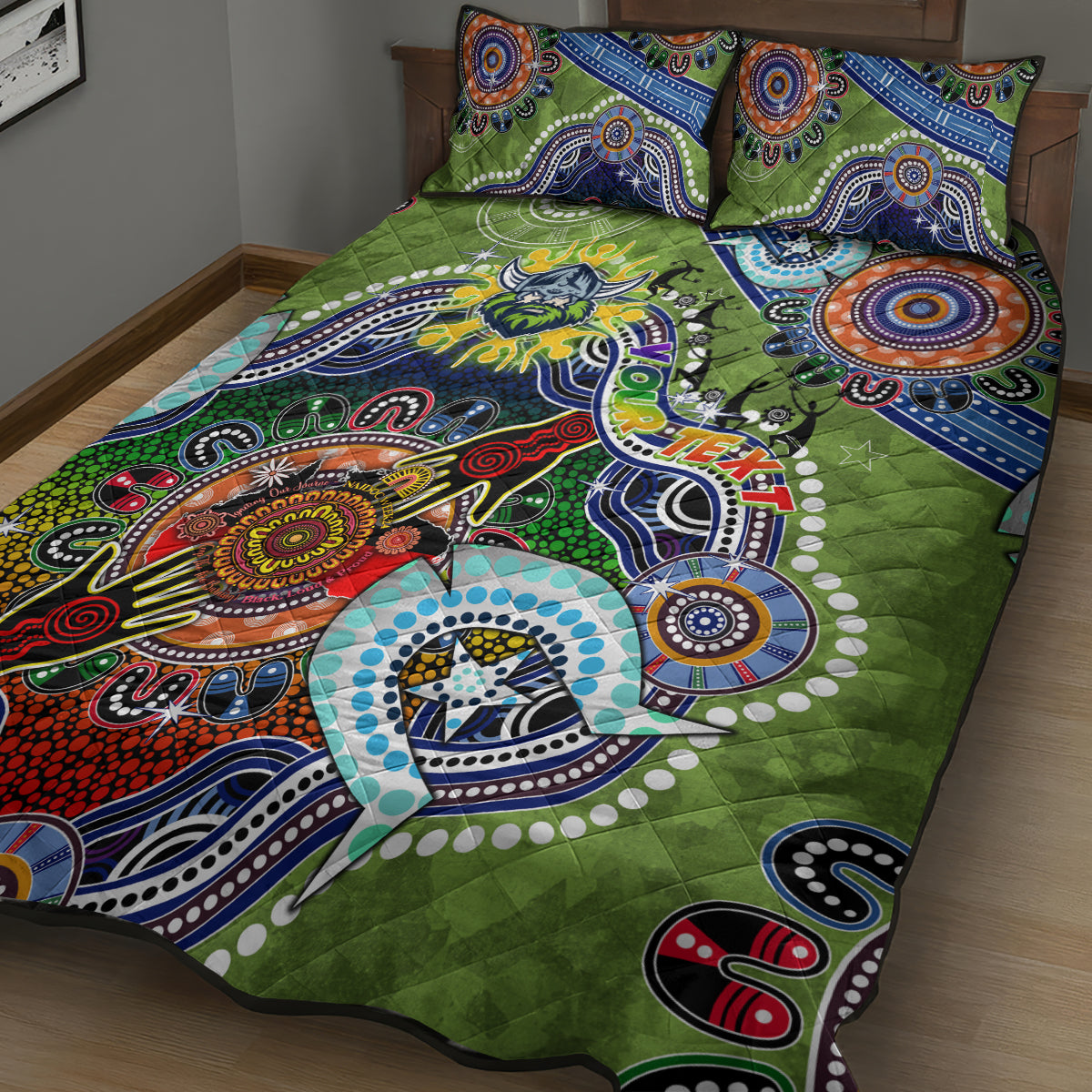 Personalised Raiders NAIDOC Week 2024 Quilt Bed Set Australia Aboriginal Dot Painting
