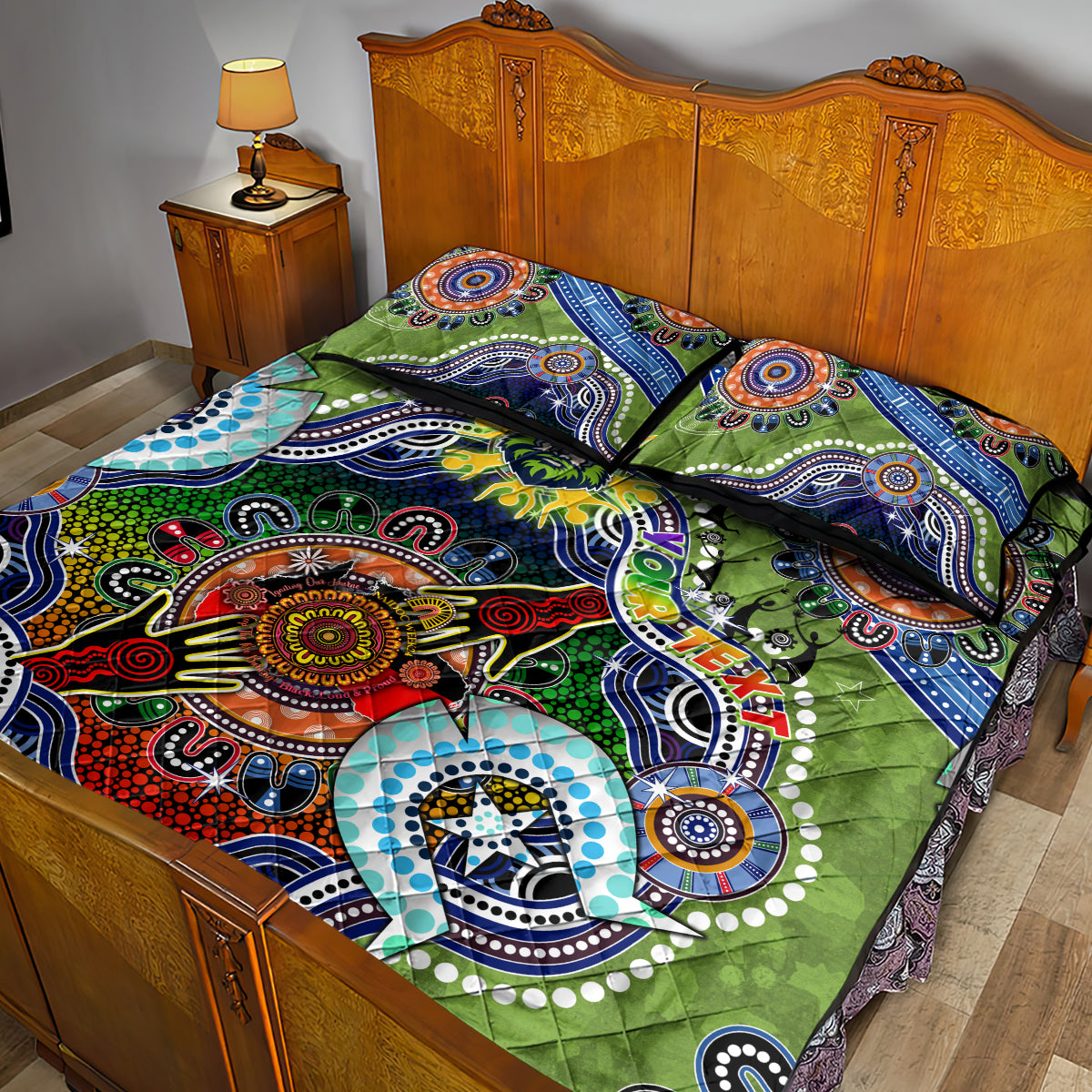 Personalised Raiders NAIDOC Week 2024 Quilt Bed Set Australia Aboriginal Dot Painting