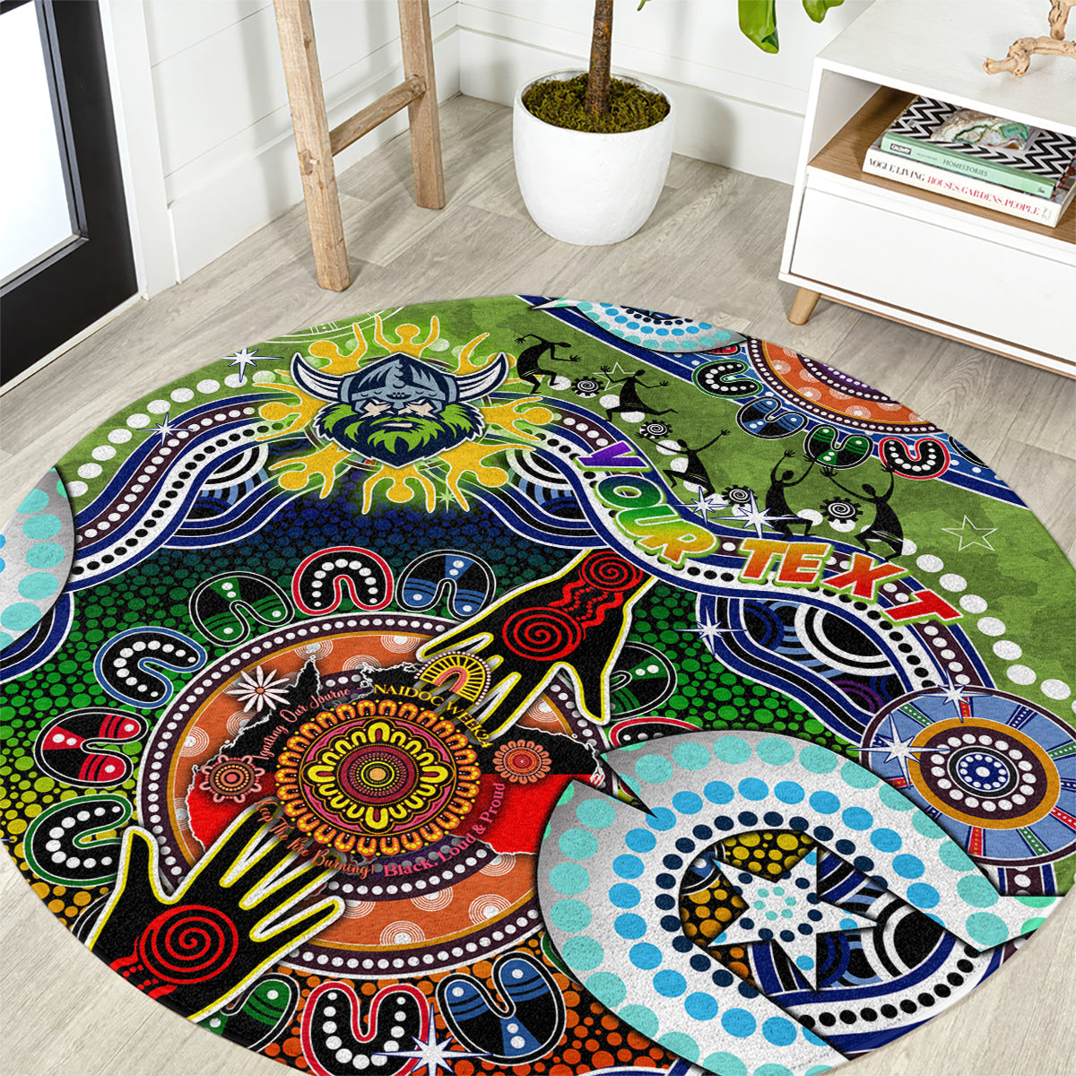 Personalised Raiders NAIDOC Week 2024 Round Carpet Australia Aboriginal Dot Painting