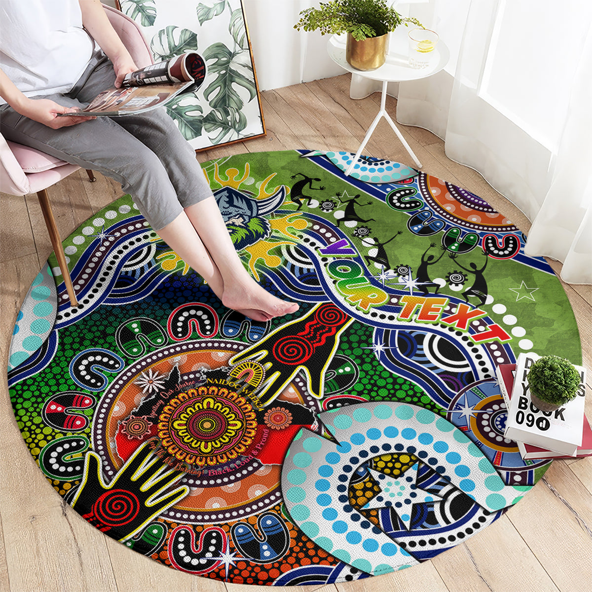 Personalised Raiders NAIDOC Week 2024 Round Carpet Australia Aboriginal Dot Painting