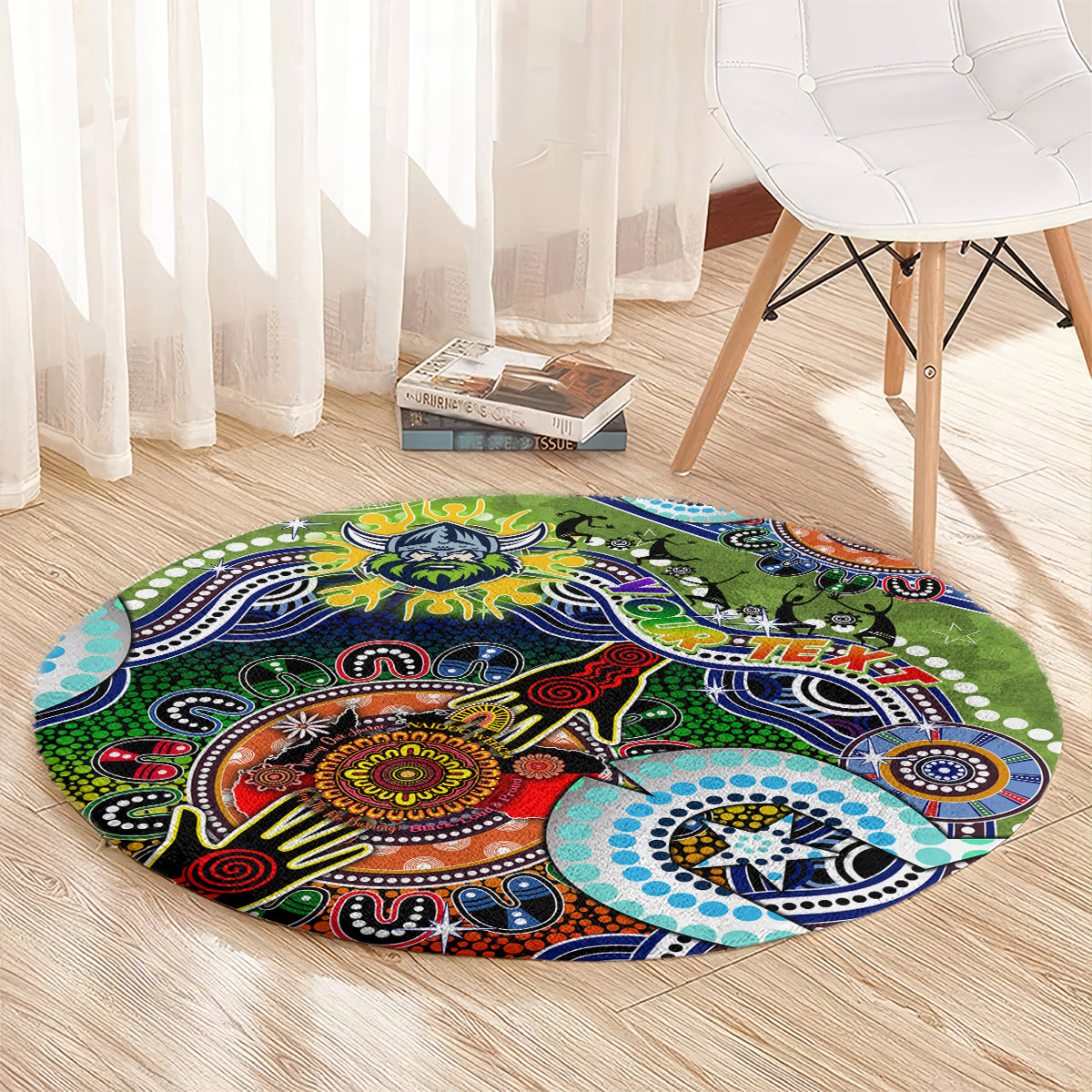 Personalised Raiders NAIDOC Week 2024 Round Carpet Australia Aboriginal Dot Painting