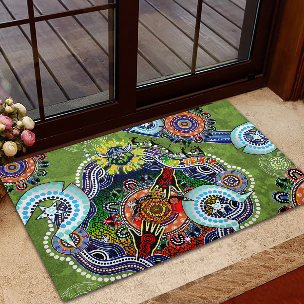 Personalised Raiders NAIDOC Week 2024 Rubber Doormat Australia Aboriginal Dot Painting