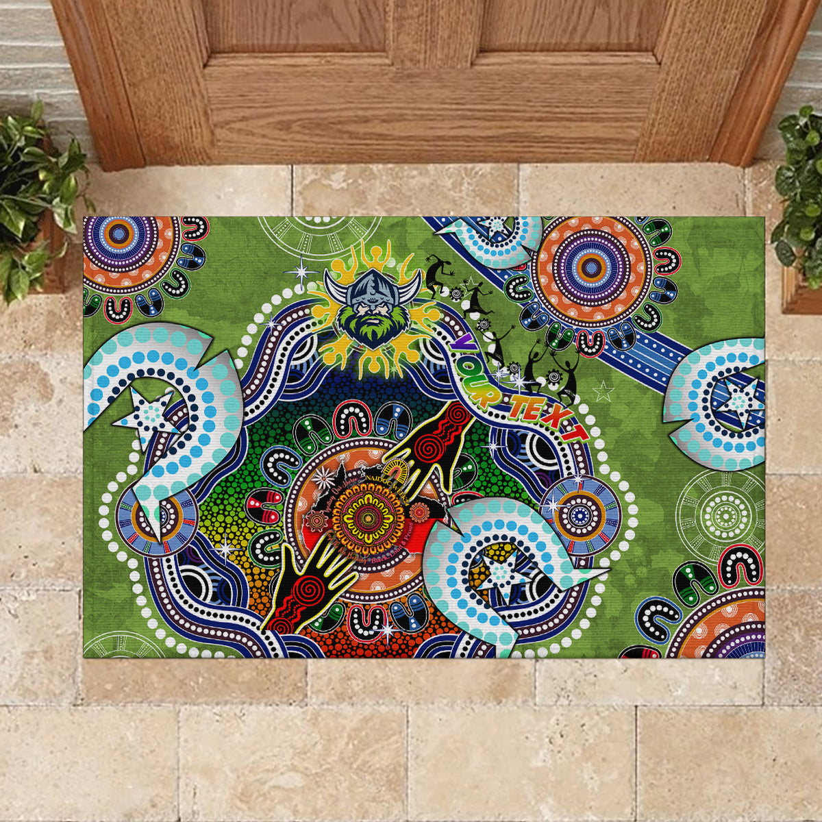 Personalised Raiders NAIDOC Week 2024 Rubber Doormat Australia Aboriginal Dot Painting