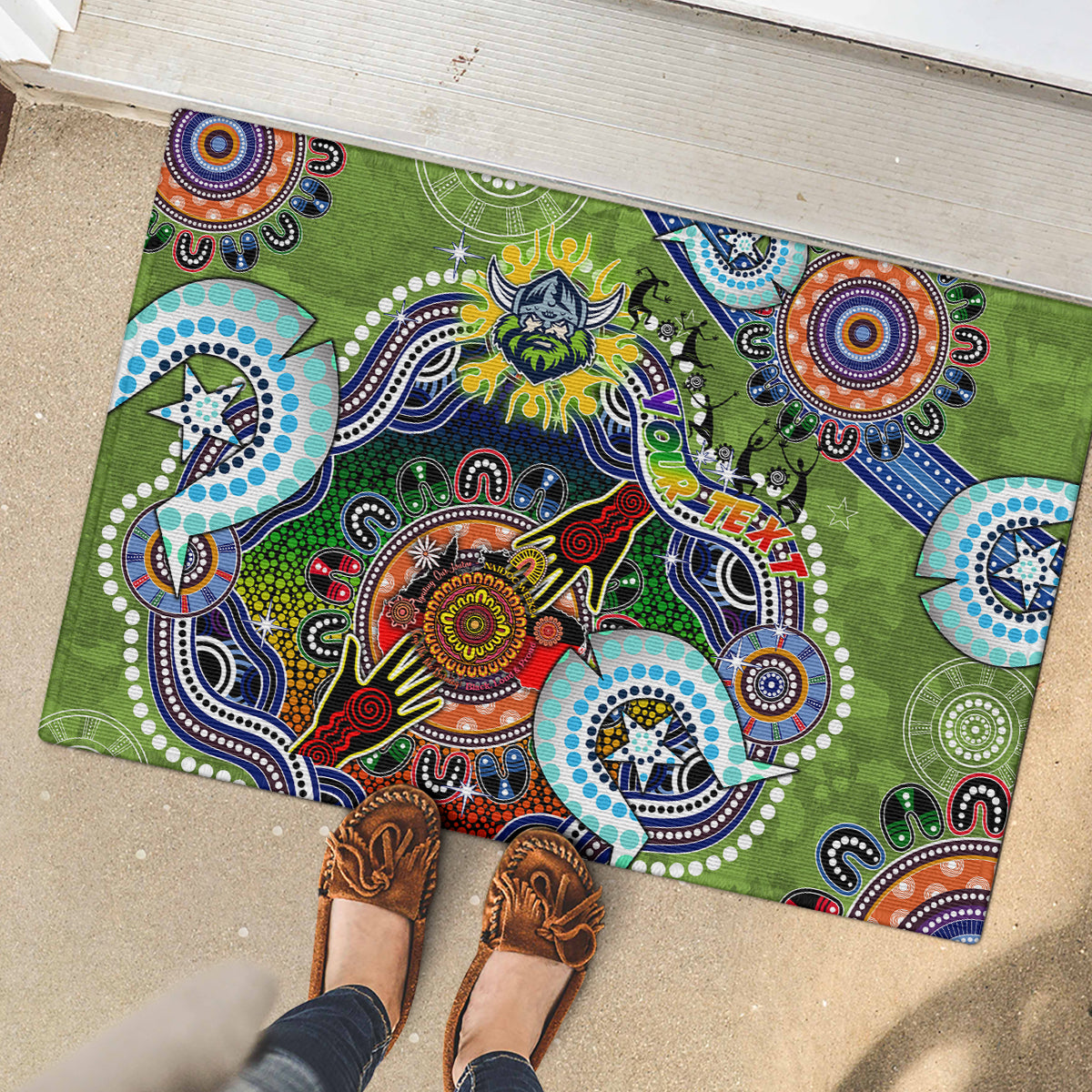 Personalised Raiders NAIDOC Week 2024 Rubber Doormat Australia Aboriginal Dot Painting
