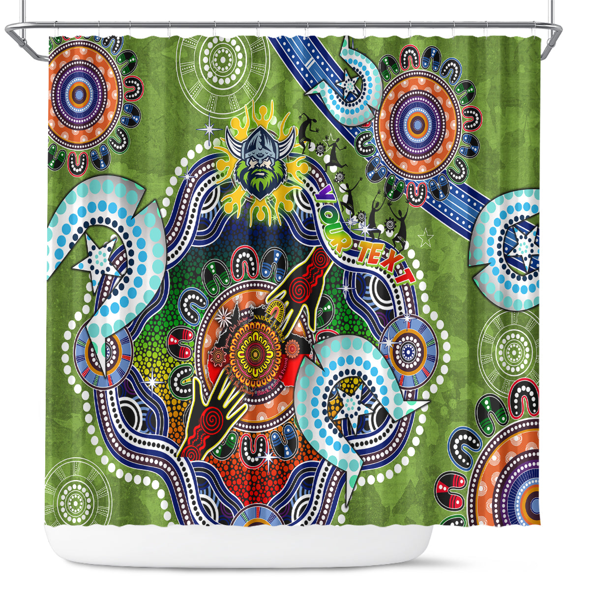 Personalised Raiders NAIDOC Week 2024 Shower Curtain Australia Aboriginal Dot Painting