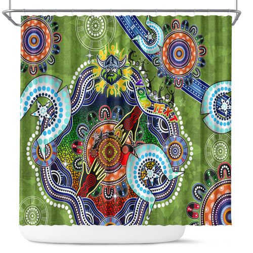 Personalised Raiders NAIDOC Week 2024 Shower Curtain Australia Aboriginal Dot Painting